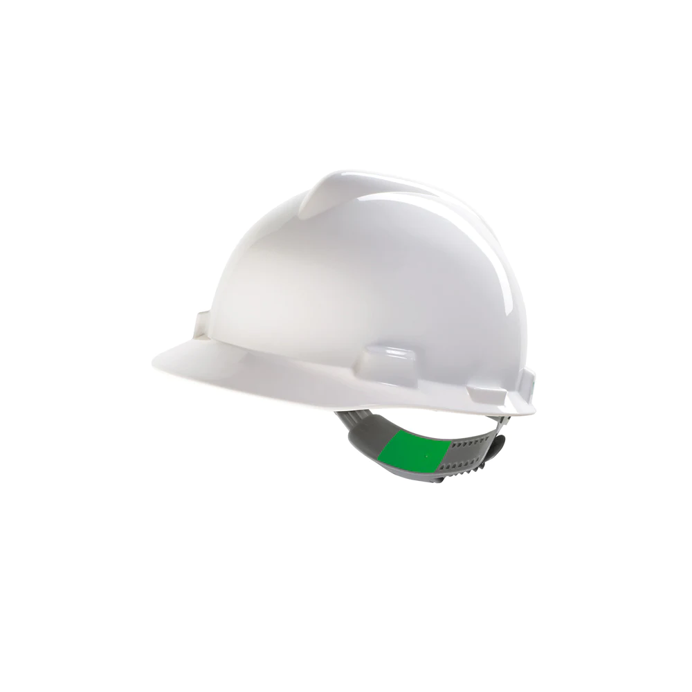 Vernehjelm V-Gard Fas-Trac® III med PVC svettebånd, lakkert hvit