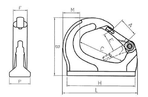 Weld-on hook POWERTEX WH blueprint