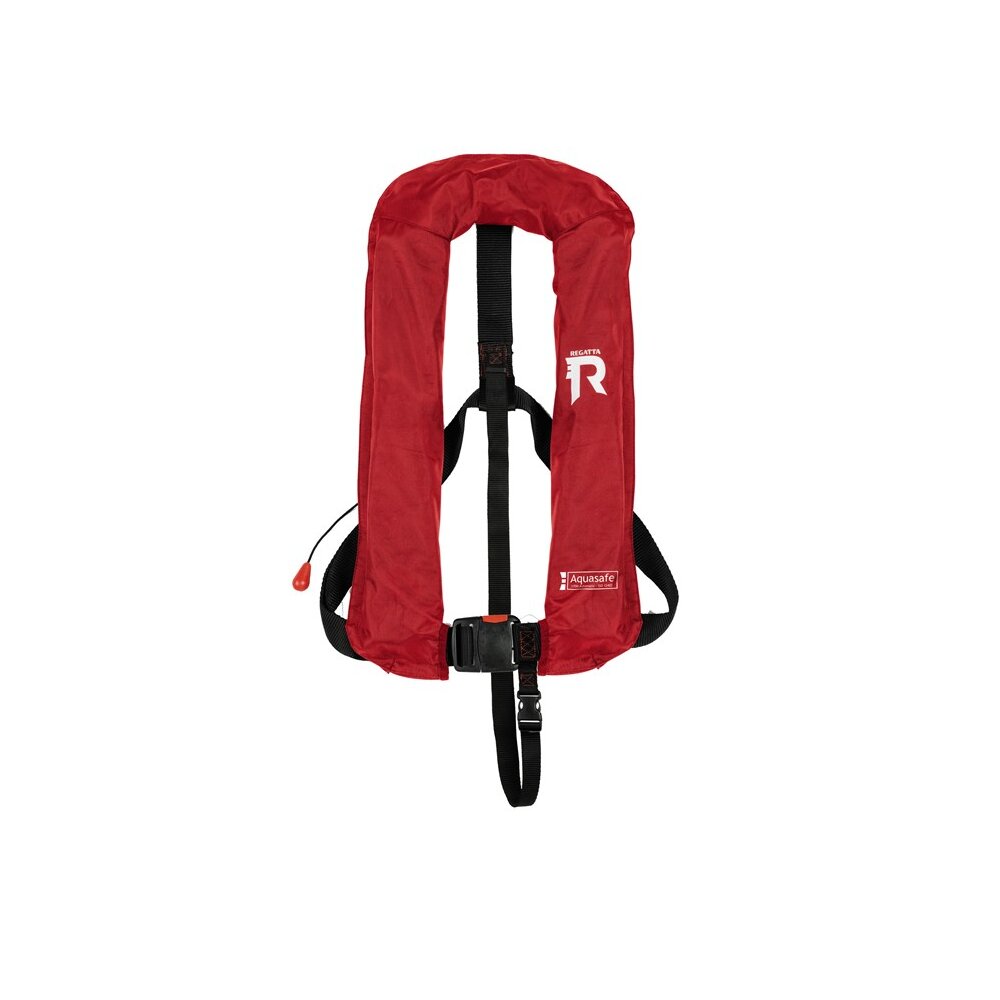 Light and comfortable lifejacket with adjustable belt with buckle, grab loop and whistle.