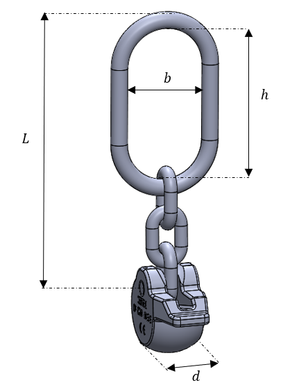 Starcon lifting eye with chain and flexible coupling measurements