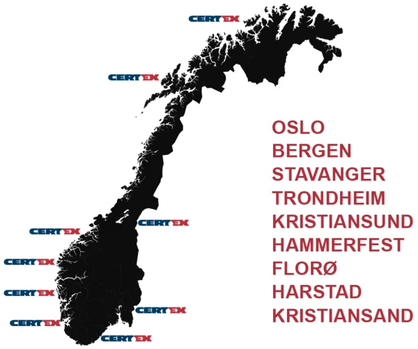 norgeskart over avdelinger certex norge as