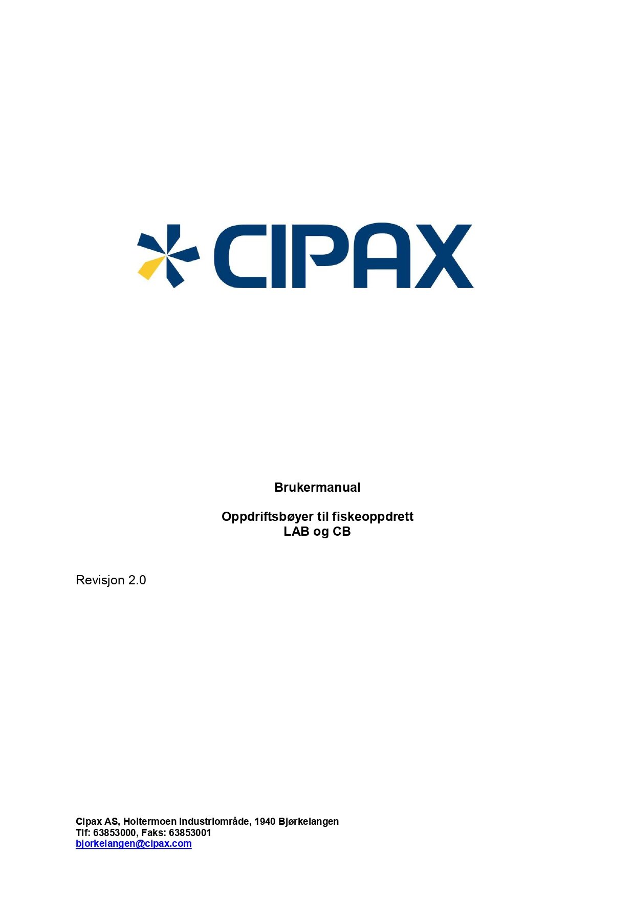 CIPAX brukermanual oppdriftsbøyer til fiskeoppdrett LAB og CB